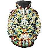 Hisayhe Mens Trippy Hooded Novelty Psychedelic Sweatshirt Pullover Hoodies