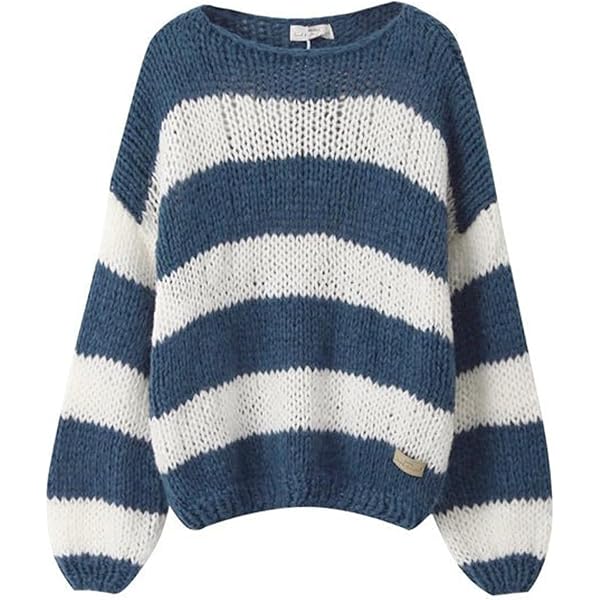 FOMOYUU Women Oversized Striped Sweater Color Block Knit