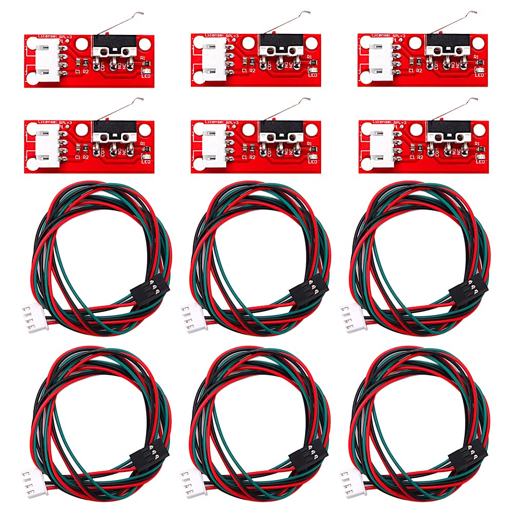 VooGenzek 6 Pieces RAMPS 1.4 Mechanical Endstop Limit Switch, 3D Printer Mechanical End Stops with Cable, Compatible with Arduino Mega 2560 RAMPS 1.4