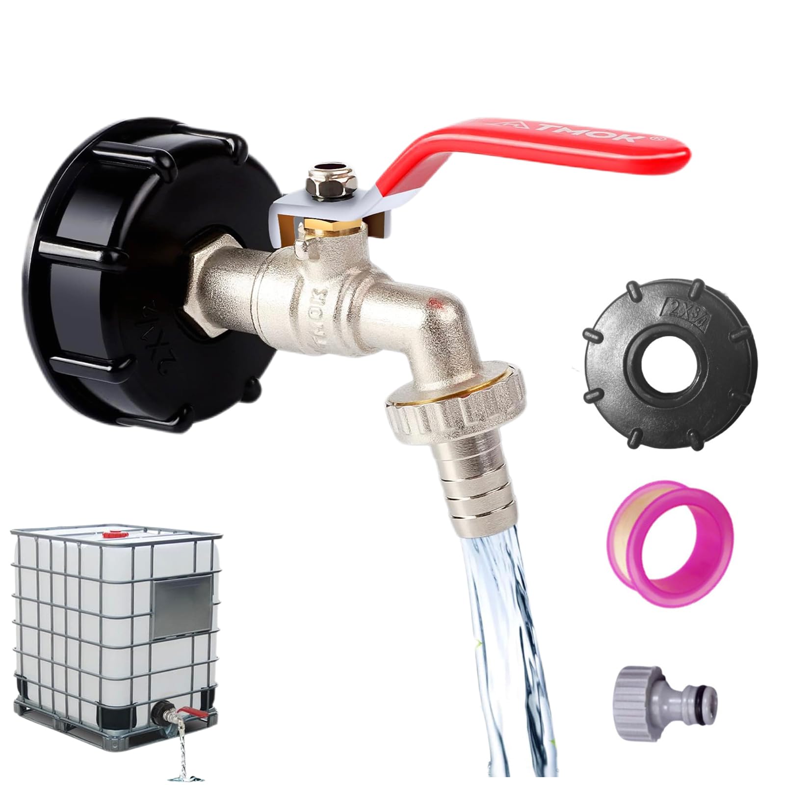 Brass Garden Tap for Water Tank, Tap Connector to Connect to the Tank Outlet, IBC Tank Accessories for Barrel Valve, Ibc Valve for Garden Water Tank