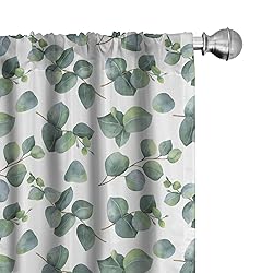 Ambesonne Leaf Curtains, Watercolor Style Pattern