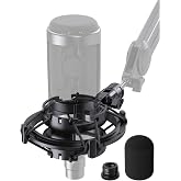 jidinung Custom Microphone Shock Mount with Pop Filter for AT2020/2035 | Anti-vibration Suspension Shock Mount Mic Holder Clip, Compatible with Audio-Technica AT2020USB, ATR2050, AT3035, AT3060 Mics