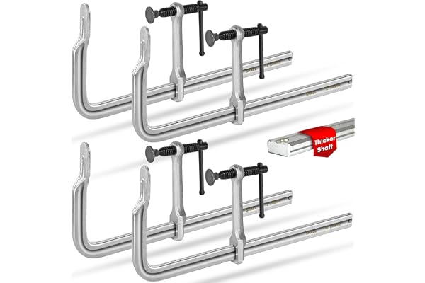 SHALL 12 In Heavy-duty Bar Clamps, 4-Pack Drop Forged Steel Welding F Clamps, All-Steel Thick Rail Wood Clamps with 1200Lbs L