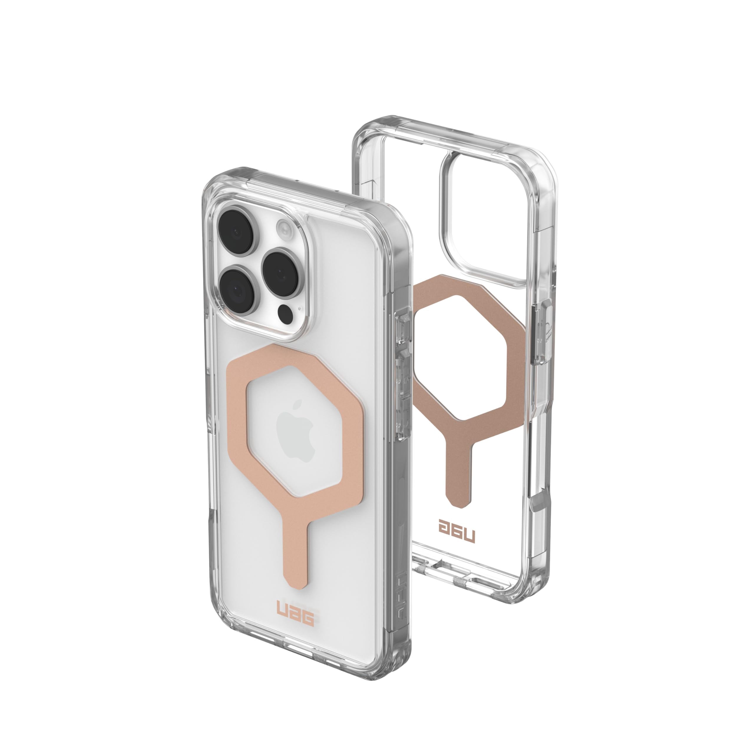 URBAN ARMOR GEAR UAG Designed for iPhone 16 Pro Case 6.3" Plyo - Compatible with MagSafe Charging Rugged Slim Anti-Yellowing Transparent Clear Shockproof Military Grade Protective Cover, Ice/Rose Gold