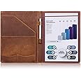Jack&Chris Leather Portfolio, A4 Document Folder Legal Pad Padfolio, Professional Writing Letter Notepad Clipboard Sleeve Organizer, Resume Folio Binder for Men&Women,JC1823 (Russet Brown)