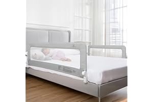ComfyBumpy 2-Pack Bed Rail for Toddlers 55.5" L x 19.5" H | Toddler Bed Rails for Twin, Full, Queen & King Mattress Size | Swing Down Rail Guard | Mattress Side Rail for Kids | Gray