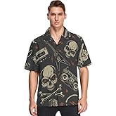 visesunny Mens Casual Button Down Short Sleeve Hawaiian Shirt Aloha Shirt