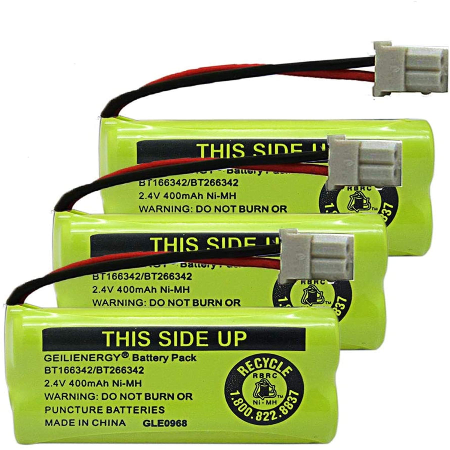 GEILIENERGY NiMH 2.4V 400mAh Battery Compatible with BT-166342 BT-266342 BT-162342 BT-262342 BT183342 BT-183342 Sanik 2SN-AAA40H-S-X2 CS6719-2 Cordless Phone (Pack of 3)