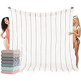 Oversized Turkish Beach Towel Blanket XXL Cotton Sandproof Towels Boho Woven Extra Large Big Sand Free Giant Throw Blankets Huge Quilt XL Picnic Camping Necessities Cloud For Adult Gifts White
