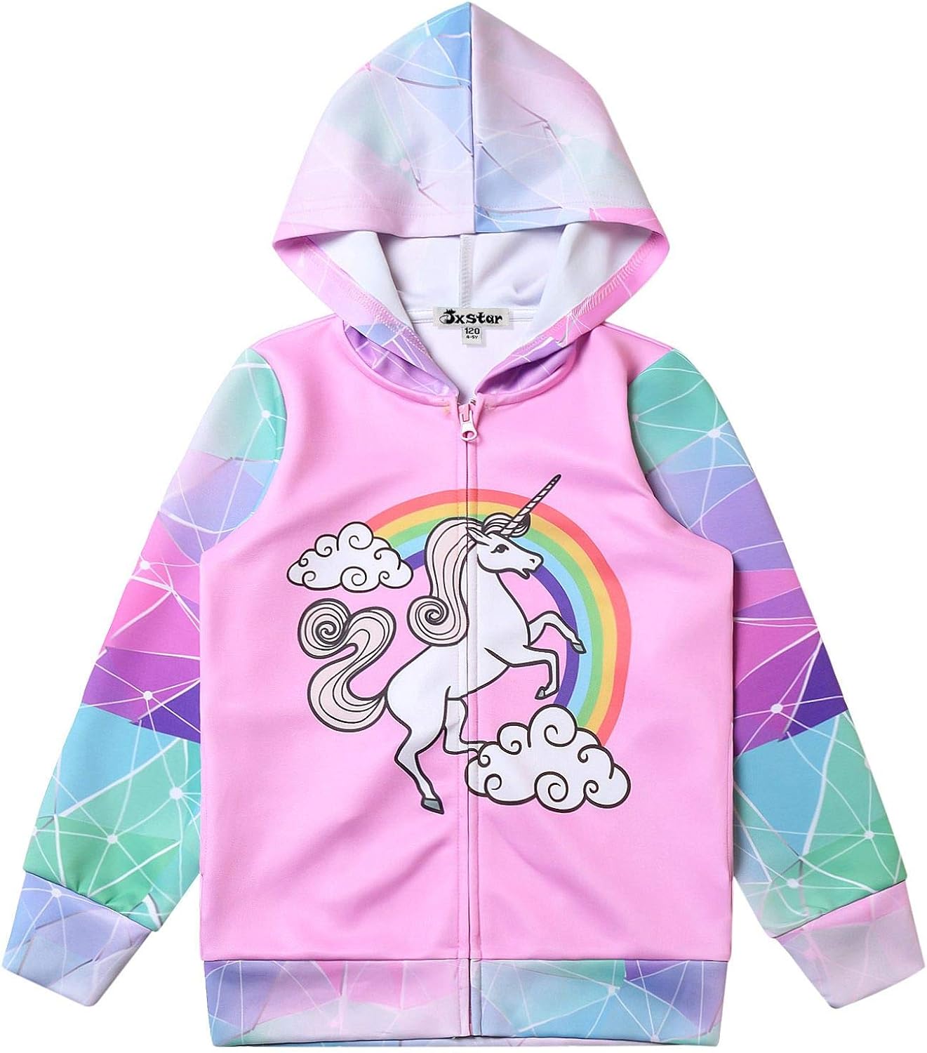 Girls Zip Up Hoodie Jacket Unicorn Sweatshirt with Pockets: Clothing