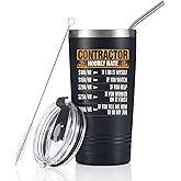 Onebttl Contractor Gifts for Men, Tumbler for Men Father, Stainless Steel Tumbler 20oz Black - Hourly Rate