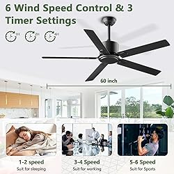 BECLOG Ceiling Fan 60" Outdoor/Indoor, Ceiling Fans