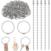 Ball Bead Chain, 150 pcs Stainless Steel Ball Chain, Metal Bead Chain with Matching Connectors Clasps for Necklace Hanging, Dog Tag, DIY Crafts