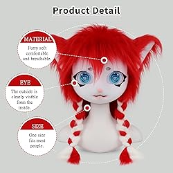 hbbhml Animal Cat Head Mask Fursuit Cute Plush