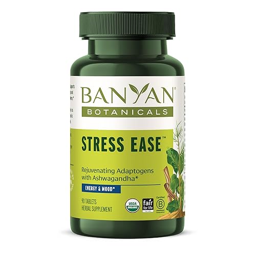 Banyan Botanicals Stress Ease – Organic Herbal Supplement for Stress & Fatigue* – with Ayurvedic Adaptogen Ashwagandha (Withania somnifera) Root – 90 Tablets – Non-GMO Sustainably Sourced Vegan