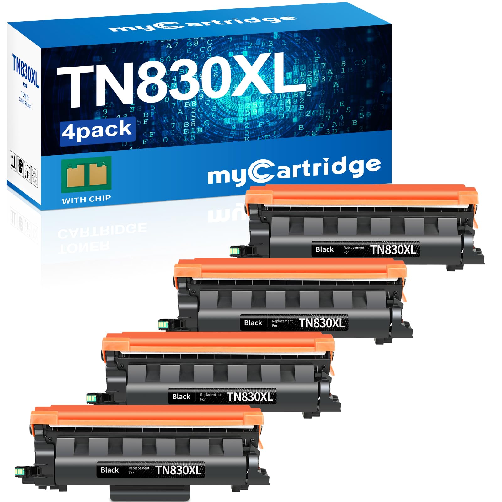 Photo 1 of ***only two***myCartridge Compatible Toner Cartridge Replacement for Brother DCP-L2640DW TN830XL TN830 TN830 XL TN-830 TN-830XL Toner 4PK Use for HL-L2460DW MFC-L2820DW HL-L2405W HL-L2480DW Printer