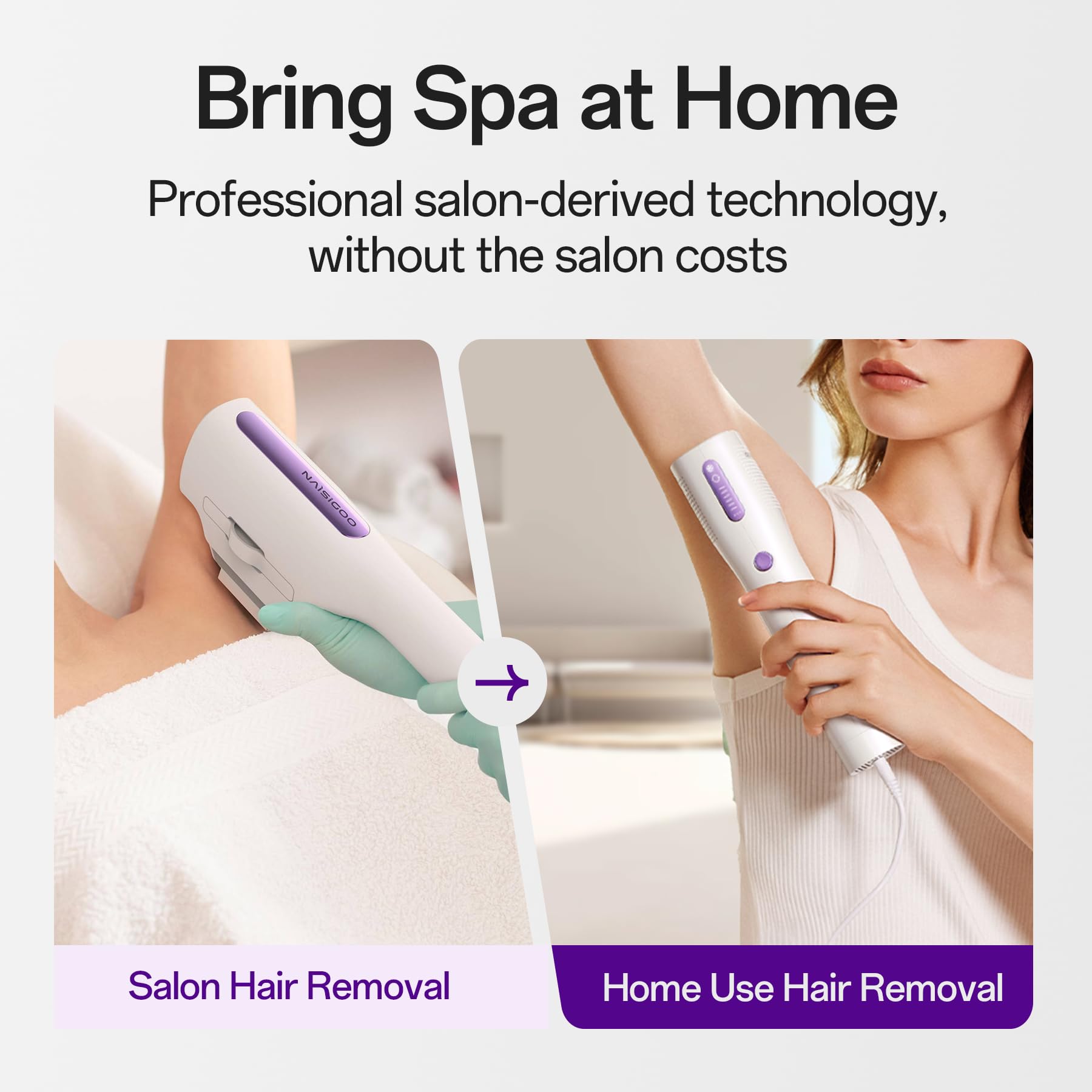 NAISIGOO Laser Hair Removal Device for Women & Men, at-Home Painless IPL Laser Hair Remover with 40°F Ice-Cooling Contact, Long-Lasting Lazer Hair Removal for Face, Legs, Armpits, Bikini Line