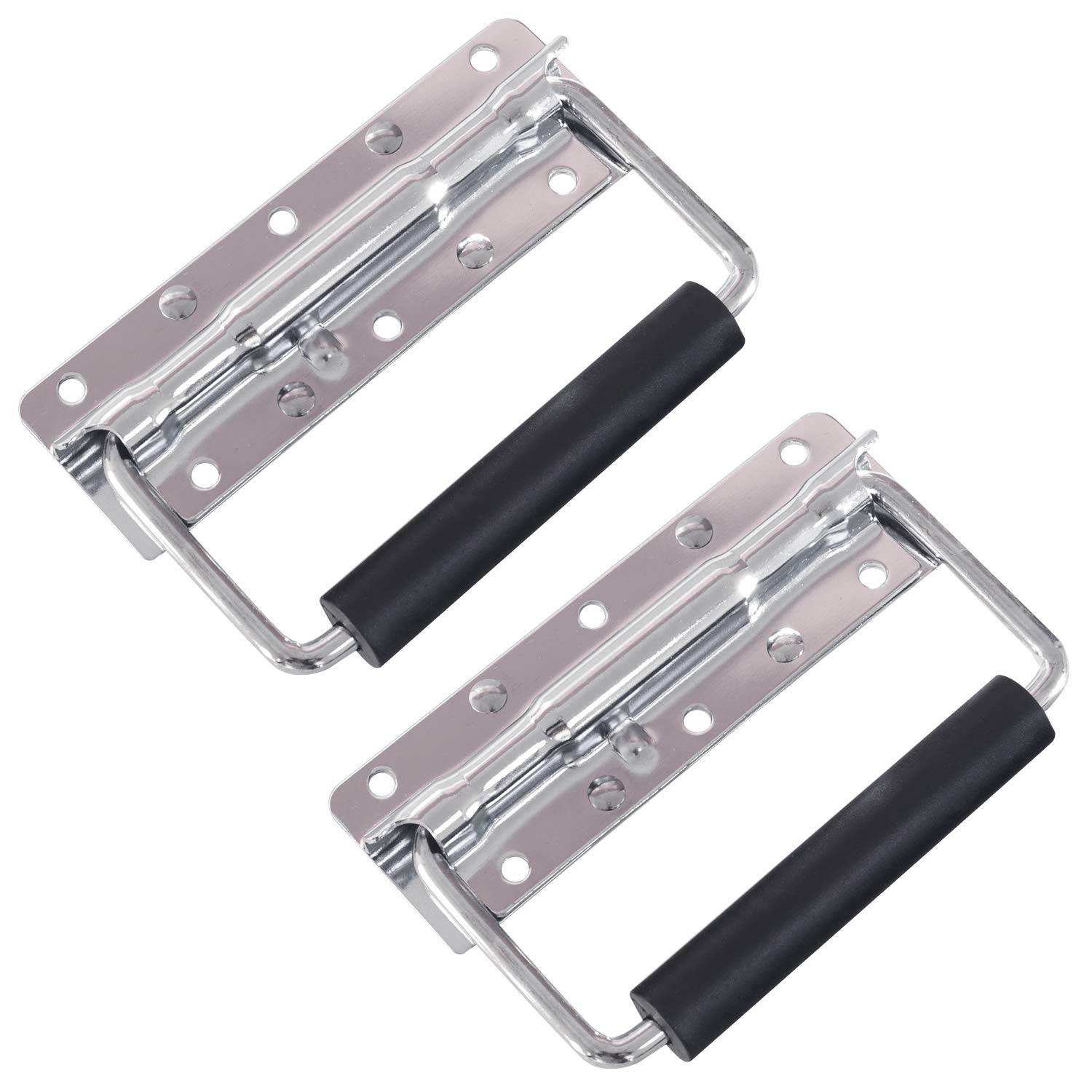HMF 14990-09 Cheast Handle for Boxes | Set of 2 |Spring-Loaded | 12,5 x 4 cm | Silver Galvanized
