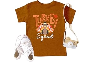 CAZYCHILD Thanksgiving Shirt Toddler Boys Girls Turkey Squad Graphic T-Shirt Fall Thankful Tee Tops