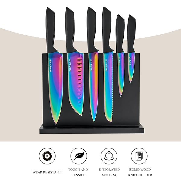 SIPLIP 15-PIECE HIGH CARBON STAINLESS STEEL KITCHEN KNIFE SET WITH MAGNETIC HOLDER – INCLUDES CHEF’S, BREAD, SERRATED STEAK KNIVES AND SHARPENER