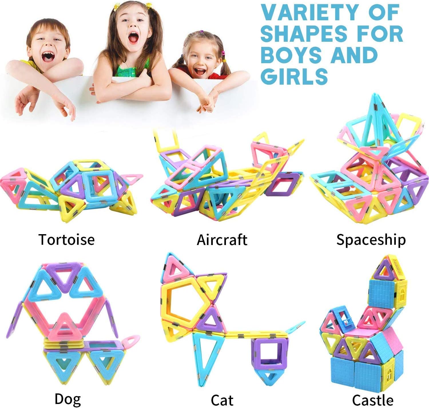 HOMOFY 124PCS Magnetic Building Blocks Magnet Tiles Early Educational & Development Toys for 3 4 5 6 7 Years Old Boys Girls Gifts: Toys & Games
