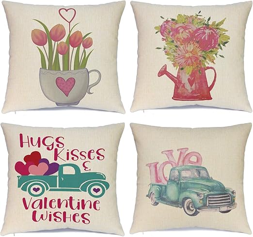 Amazon Com Ueerdand Valentines Day Pillow Covers Set Of 4 18x18
