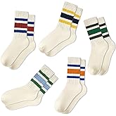 American Trends Retro Striped Crew Socks for Women Slouchy Athletic Calf Tube Socks Running Golf Tennis Volleyball Etc