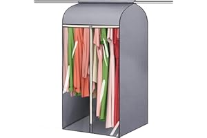 BH7STAR 45'' Hanging Garment Bags for Closet Storage Sealed Completely Jackets Coats Suits Clothes Rack Cover for Wardrobe with Clear PVC Window and 3 Zippers Opening