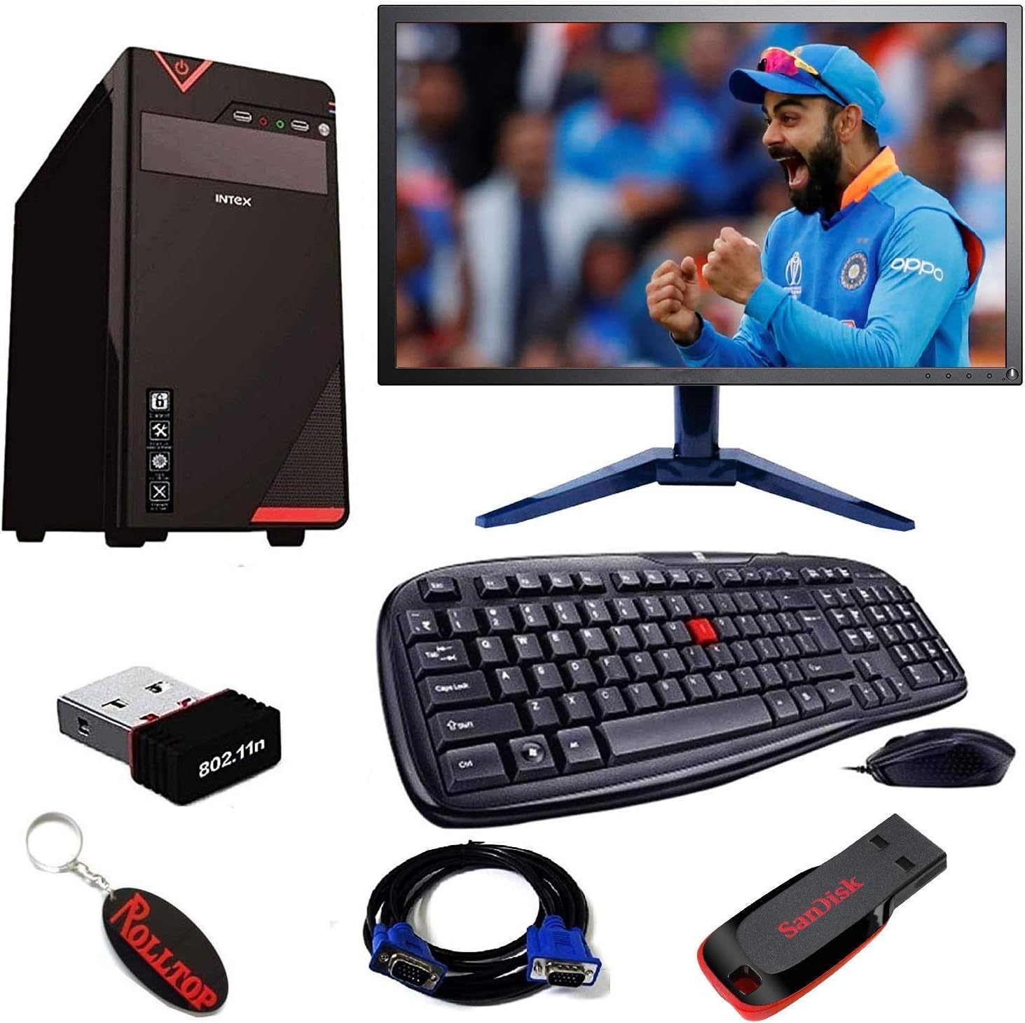 Rolltop® Assembled Desktop Core 2 Duo 3.0 GHZ Processor, G31 Motherboard, 15.4" LED Monitor, 4 GB RAM, 16 GB Pen Drive, Windows 7 Ultimate Trial Version (1000+GB)