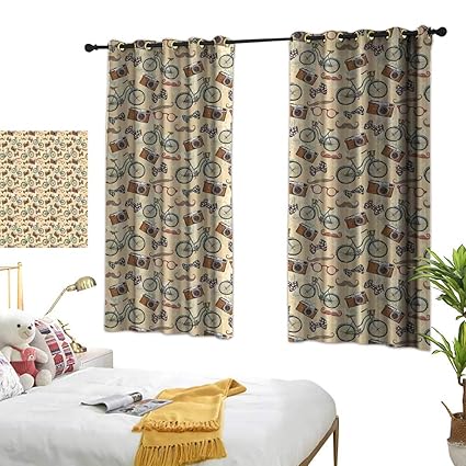 Amazon Com Unpremoon Window Curtains Retro Hipster Lifestyle In