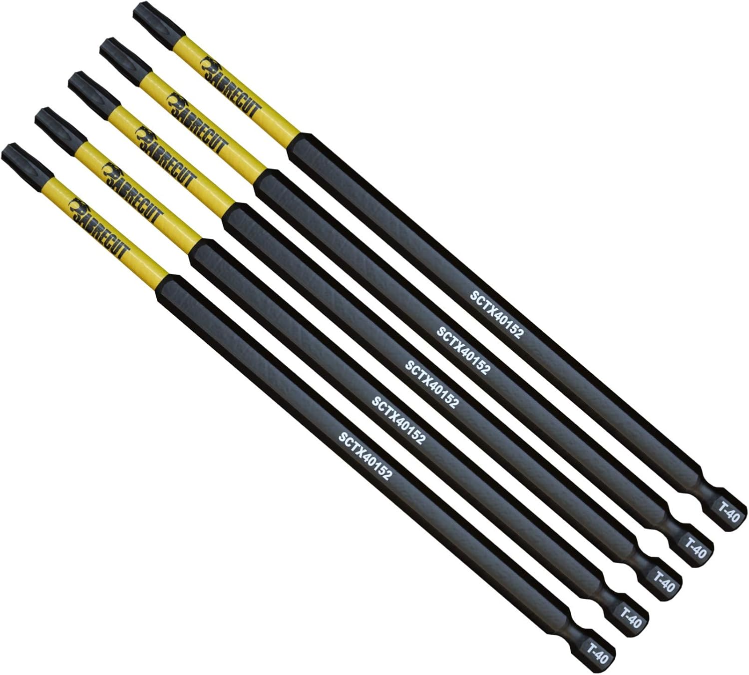 5 x SabreCut SCTX40152_5 152mm T40 TX40 Magnetic Impact Screwdriver Driver Bits Set Torx Heavy Duty - Image 3