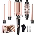 BESTOPE PRO 5 in 1 Curling Iron, Curling Wand Set with Negative Ion Thermal Brush and 4 Interchangeable Ceramic Curling Irons (0.35“-1.5”), Fast Heating Crimper Hair Tool in All Hair Type, Women Gifts