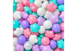YUFUL Star Ball Pit Balls - Pack of 100 Non-Toxic Soft Plastic Balls for Kids, BPA & Phthalate Free, Crush Proof Suitable for Ages 1-5. Ideal for Parties, Pools, Tents (Pink&Purple&Green&White)