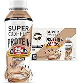 SUPER COFFEE Protein+, Keto Protein Coffee (0g Added Sugar, 25g Protein, 150 Calories) [Caffe Latte] 12 Fl Oz, 12 Pack | Iced Smart Coffee Drinks
