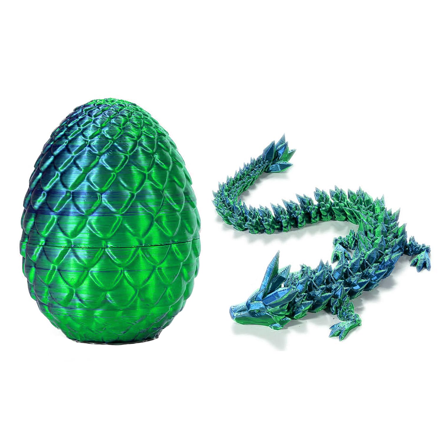 3D Printed Dragon With Egg Set, Fully Articulated Crystal Toy, Flexible Joint Desk Toy, Home Office Decoration (Green)