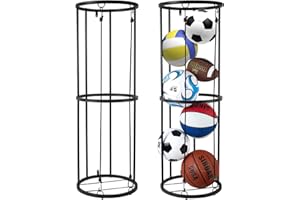 URMMIY Garage Ball Storage Rack - Wall-Mounted Vertical Ball Holder for Basketball, Soccer, Volleyball, Football - Space-Saving Sports Organizer for Garage, Home, Basement, Kids' Room, Outdoor Use