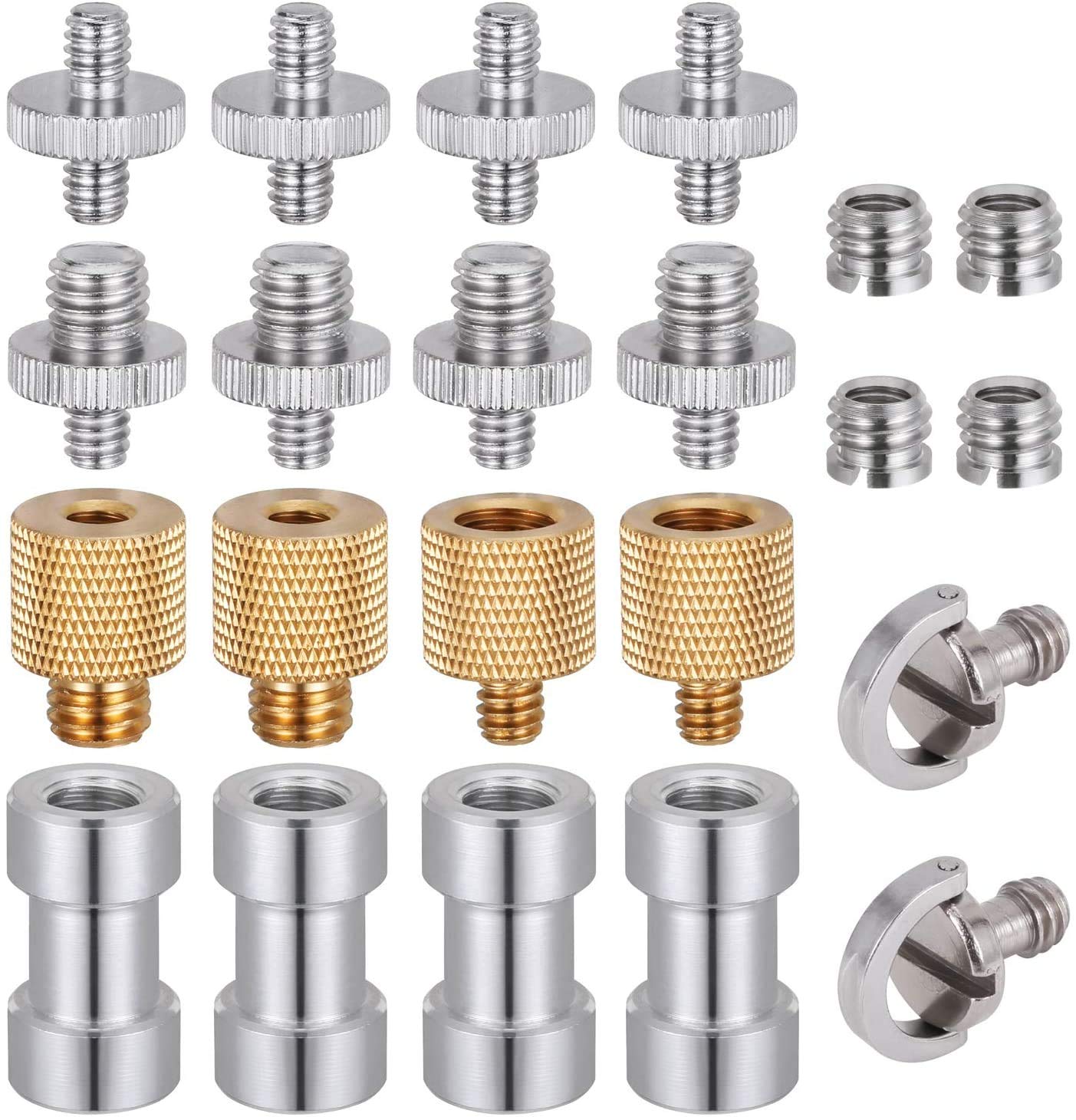 Tripod Screw, KWOKWEI 22 PCS Camera Thread Screw 1/4 to 3/8 Inch Screws, Metal Thread Adapter Converter Adapter, Converter Female Male Threaded Screws for Camera Monopad Tripod Monopod Ballhead