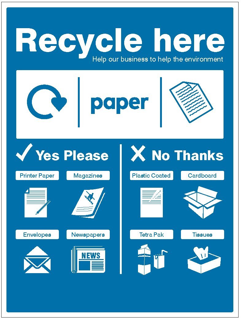 Caledonia Signs 16673Q Sign, Paper-Wrap Recycle Here