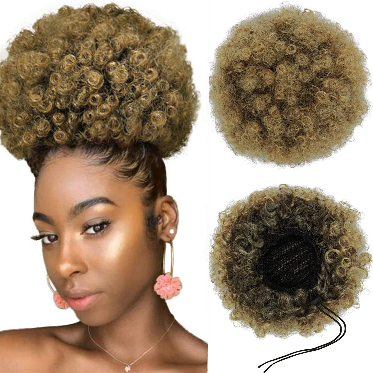 Afro Puff Drawstring Ponytail Synthetic Curly Hair
