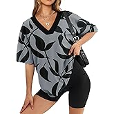 WIHOLL Oversized Tshirts for Women 2026 Summer Tops Short Sleeve V Neck Shirts Basic Tee
