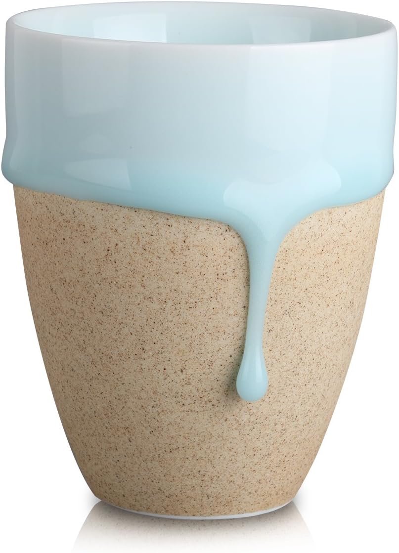 Handmade Coffee Mug (10 fl oz / 300ml) , Ceratown Shadow Celadon Unique Design Drip Glaze Ceremic Mug, Color: Sand