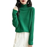 Chanyarn Women's Turtleneck 100% Merino Wool Sweater 2025 Fall Winter Classic Warm Soft Raglan Long Sleeve Knit Sweater