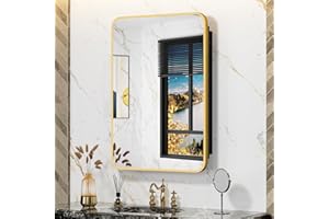 ACEMIRO 20x28 Inch Gold Recessed Medicine Cabinet with Mirror Metal Framed Surface Wall Mounted Bathroom Medicine Cabinet Mirror with Storage