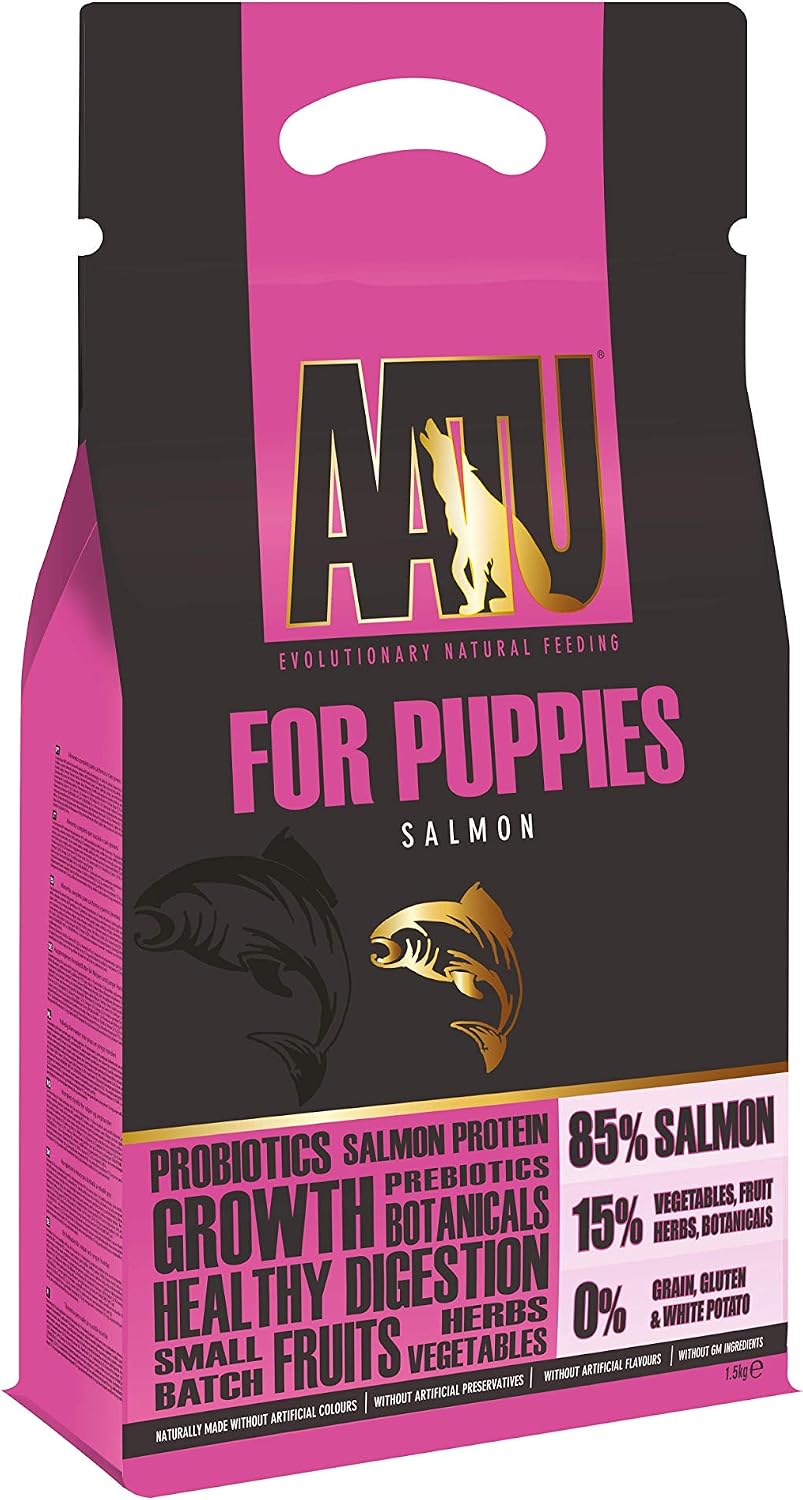 AATU 85/15 Complete Dry Puppy Food, Salmon 1.5kg, Dry Food Alternative to Raw Feeding, High Protein. No Nasties