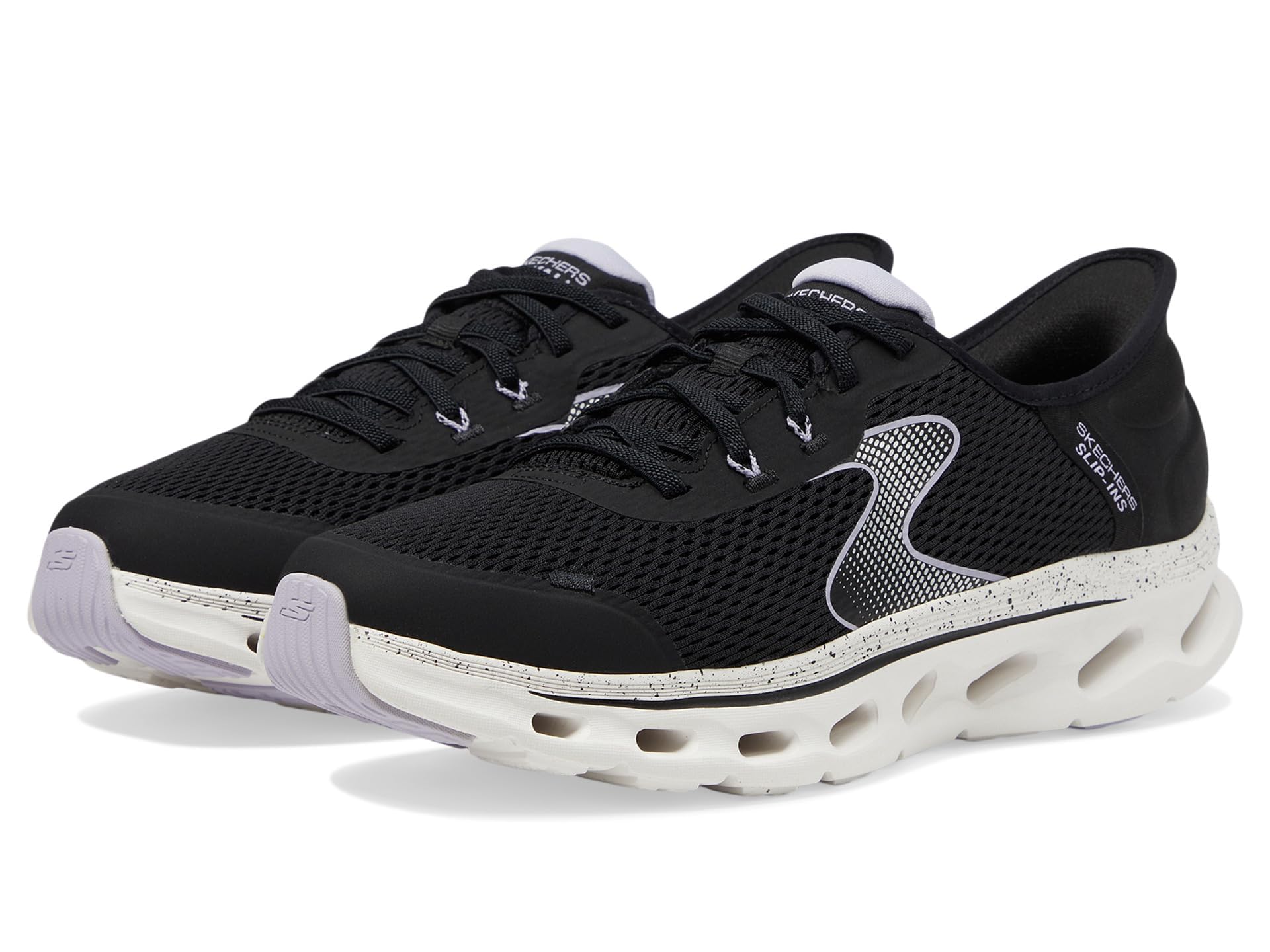 Skechers Women’s Go Walk Glide Step 2.0 Dani Hands Free Slip-Ins Sneaker, Black/Lavender, 10
