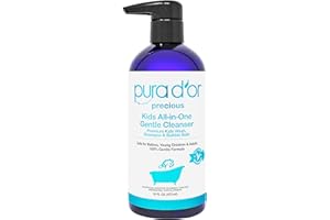 PURA D'OR 16 Oz Kids Wash - All-in-One Gentle Cleanser - USDA Biobased, Sulfate-Free, Tear-Less, Hypoallergenic, Premium, Shampoo & Bubble Bath