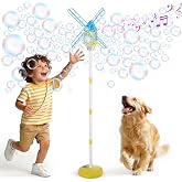 Belemar Windmill Bubble Machine Toys for Kids &amp; Boys, Standing Bubble Blower with Lights &amp; Music, 51" Adjustable Height, 130ml Tank, Bubble Solution Included, Outdoor Toy for Parties &amp; Birthdays