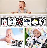 KUANGO 3 Pcs Black White High Contrast Baby Toys Montessori Sensory Soft Book view 6