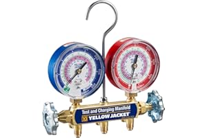 Yellow Jacket 42035 2-Valve Series 41 A2L Manifold, (psi °F) R32/454B/410A, 3-1/8" Gauges (No Hoses)