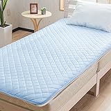 【接触冷感 ひんやり敷きパッド】(シングルサイズ) 100&times;200cm 熱を発散SoftCool 吸湿速乾 サラフル ブルー色